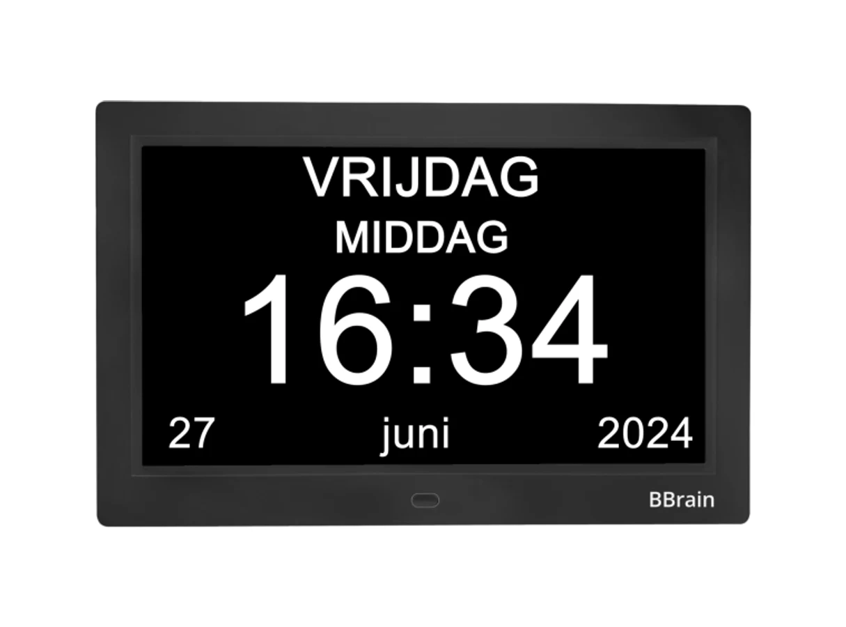 BBrain Basic Digitaal zwarte kalenderklok met dag, dagdeel, tijd en datum