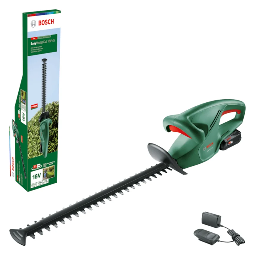 Bosch EasyHedgeCut 18-45 accuheggenschaar met accu in groen en zwart
