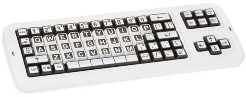 Clevy Contrast Keyboard 3 met grote letters op zwarte en witte toetsen