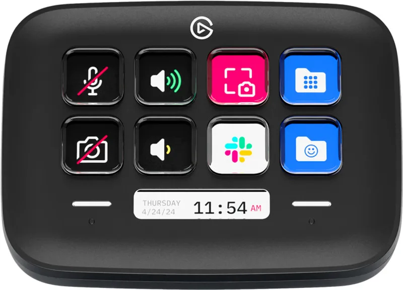 Elgato Stream Deck Neo in zwart met acht schermtoetsen en een infobalk