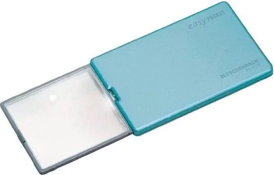 Eschenbach easyPOCKET zakloep in een blauwgroen etui met uitgeschoven lens