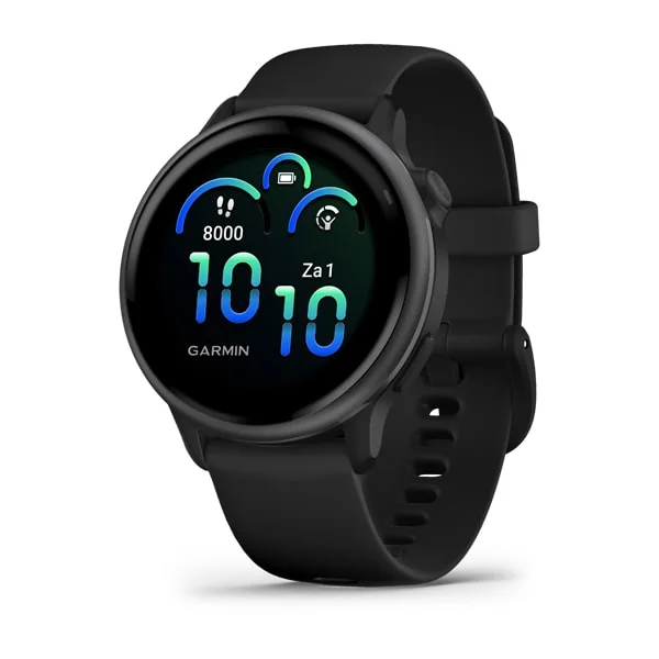 Garmin vívoactive 6 in zwart met siliconen band en rond scherm