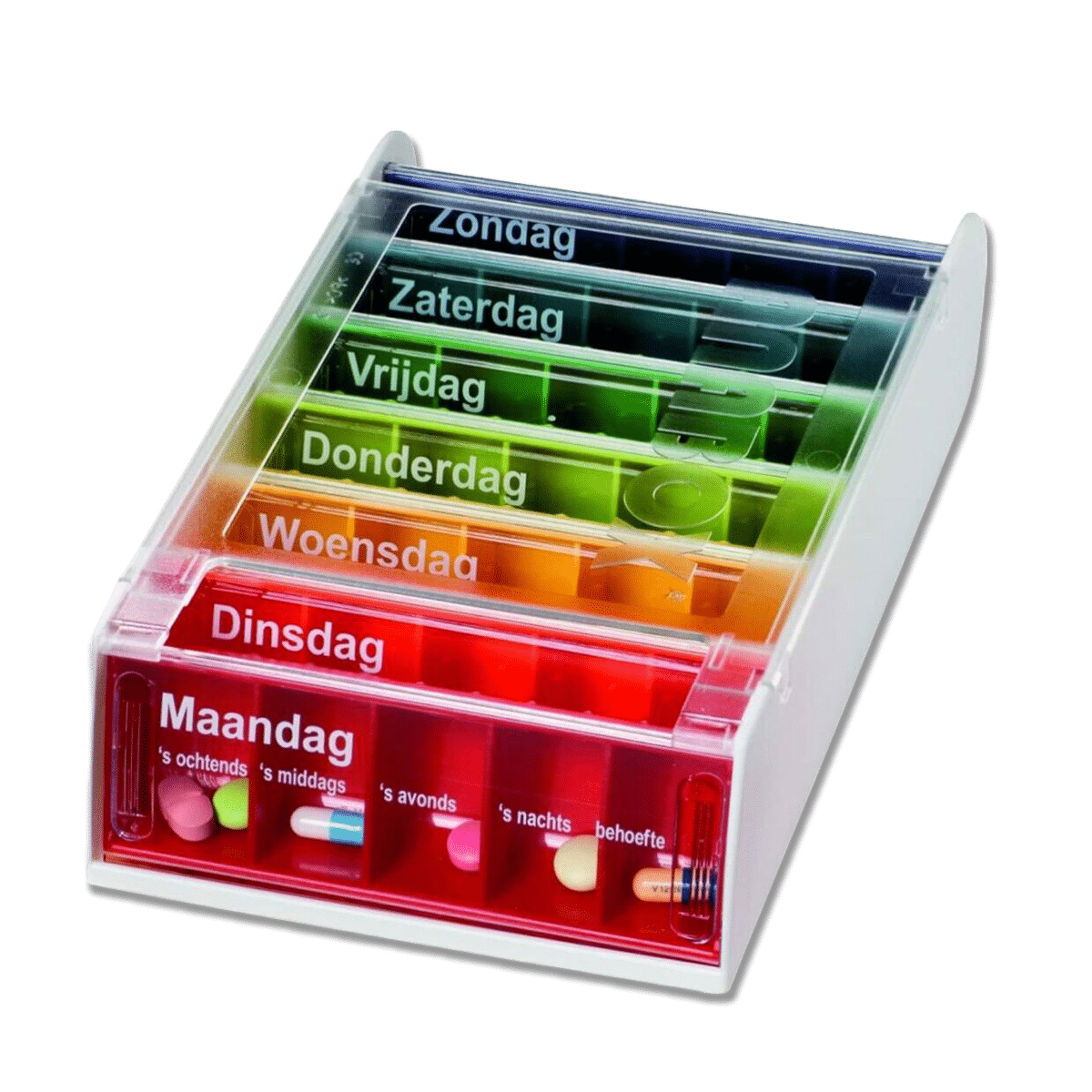 Anabox weeklader met zeven gekleurde dagdoosjes