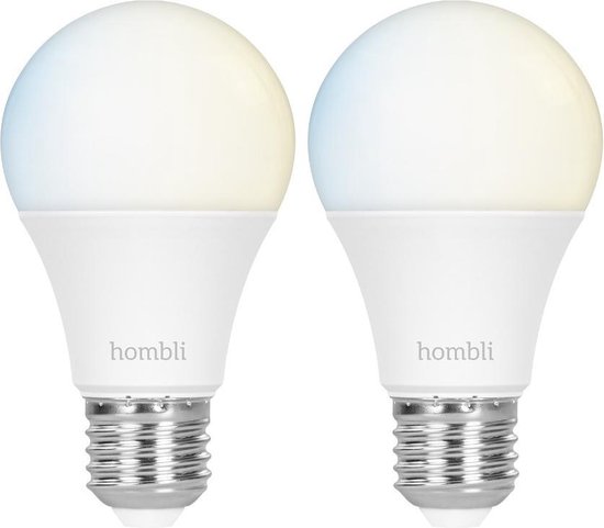Twee Hombli slimme E27-lampen met instelbaar wit licht