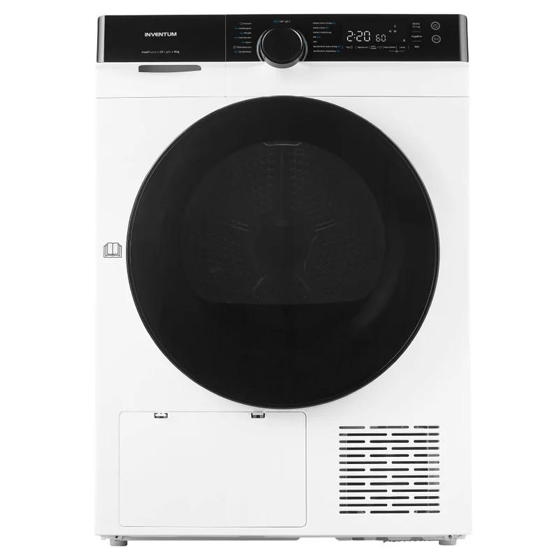 Inventum VDW8030W witte warmtepompdroger met zwarte deur en programmakeuzeknop