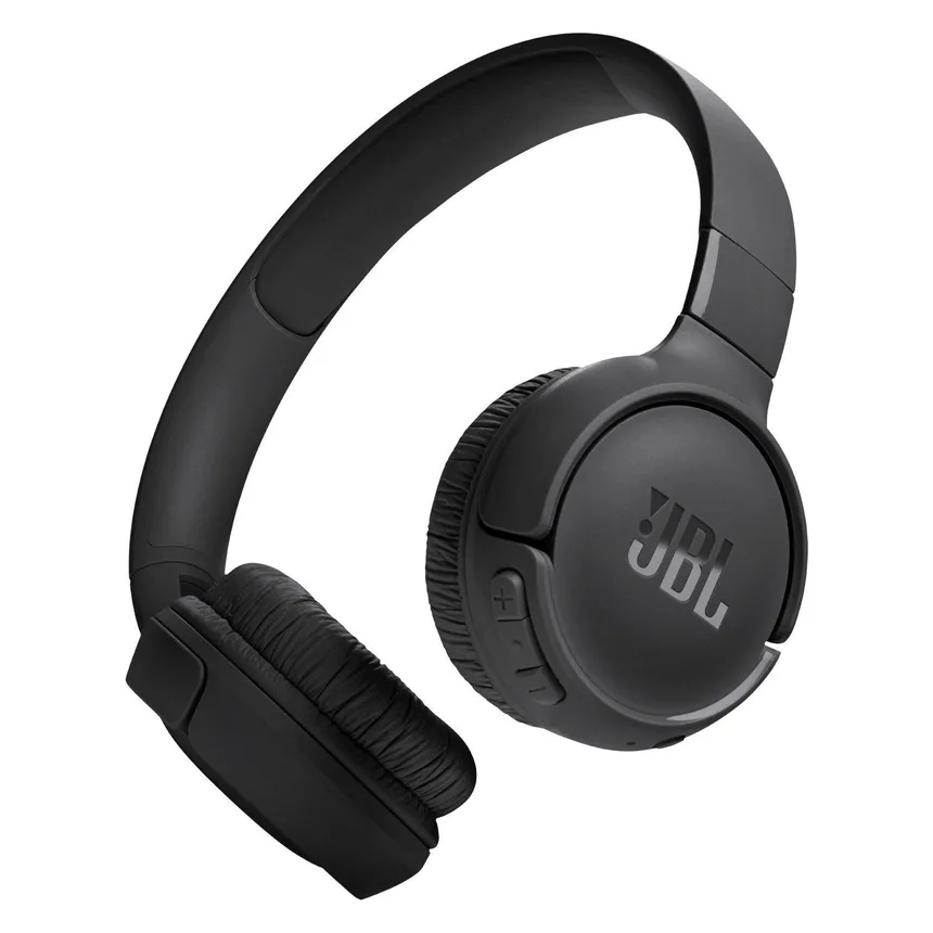 JBL Tune 520BT zwarte draadloze on-ear koptelefoon met bedieningsknoppen op de oorschelp