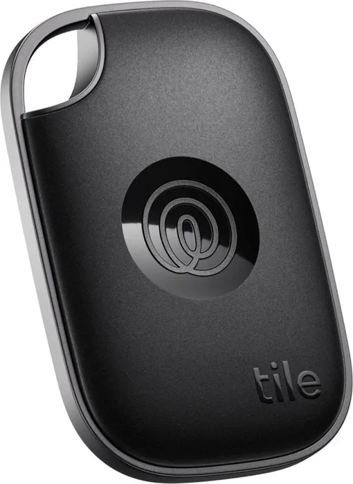 Zwarte Tile Pro tracker met een bevestigingsoog