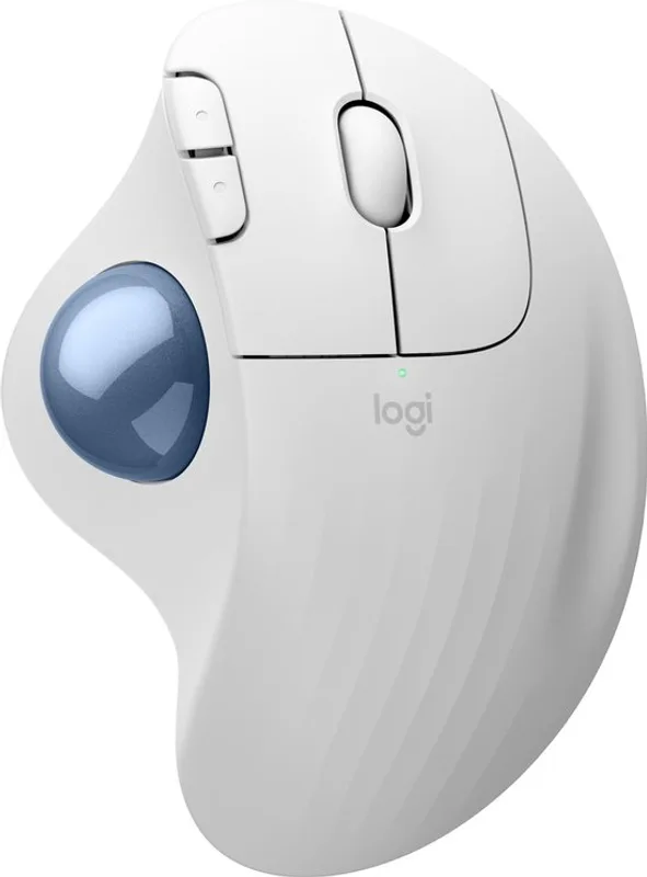 Witte Logitech ERGO M575S trackball met blauwe bal