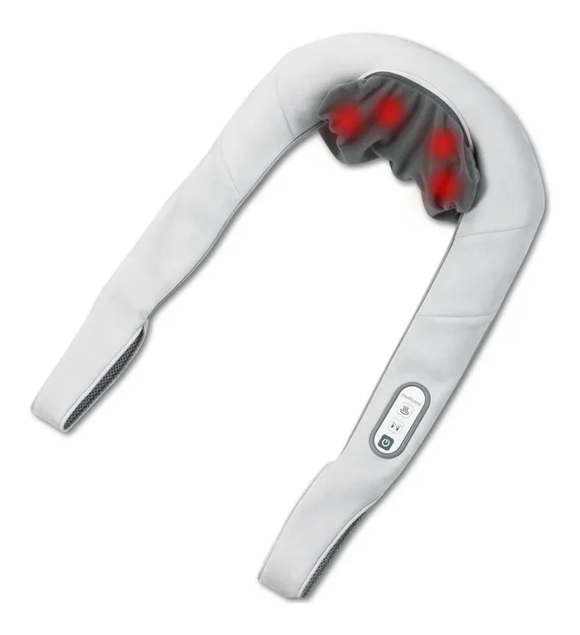 medisana NM 860 lichtgrijs shiatsu-nekmassageapparaat met rode massagekoppen
