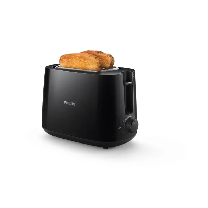 Philips Daily Collection HD2581/90 zwarte broodrooster met geroosterd brood