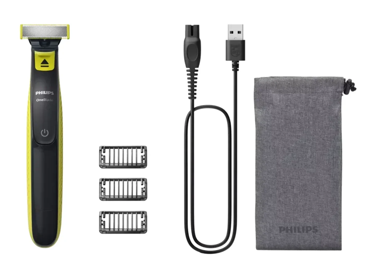 Philips OneBlade Gezicht met drie stoppelkammen, laadkabel en opbergetui