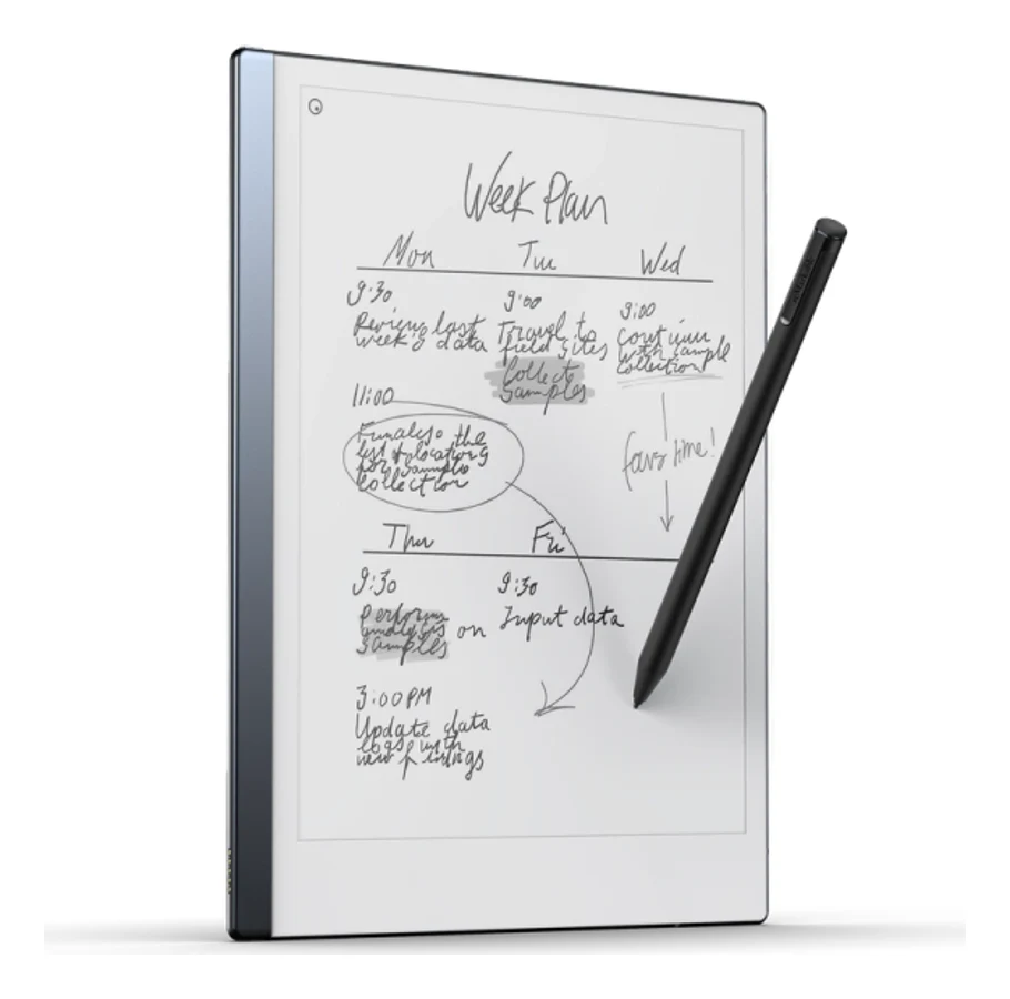 reMarkable 2 digitaal notitieblok met de Marker en een handgeschreven weekplanning