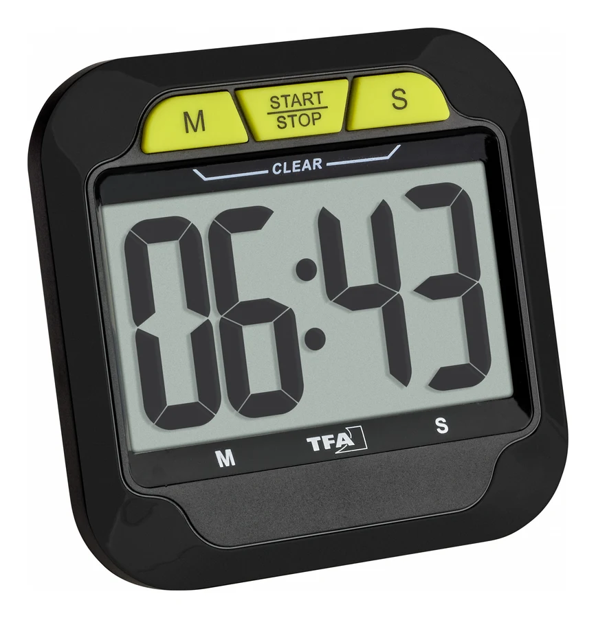 Zwarte TFA Dostmann 38.2054 digitale timer met groot display