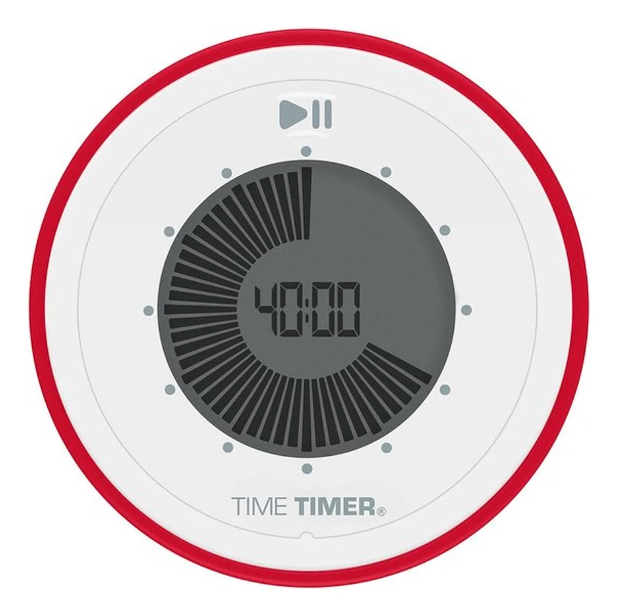 Rode Time Timer TWIST, een kleine ronde timer met draairing