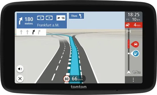 TomTom GO Classic 6 met een routekaart, rijstrookaanwijzing en verkeersinformatie op het scherm